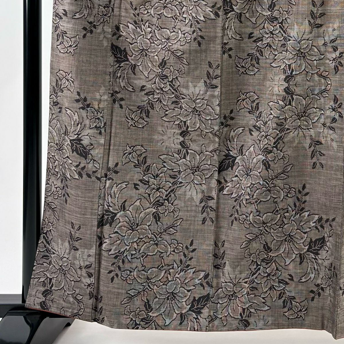 【美品】 紬織 身長162.5cm 袖長67cm M 雙層 草花紋 茶 純蠶絲 秀品級