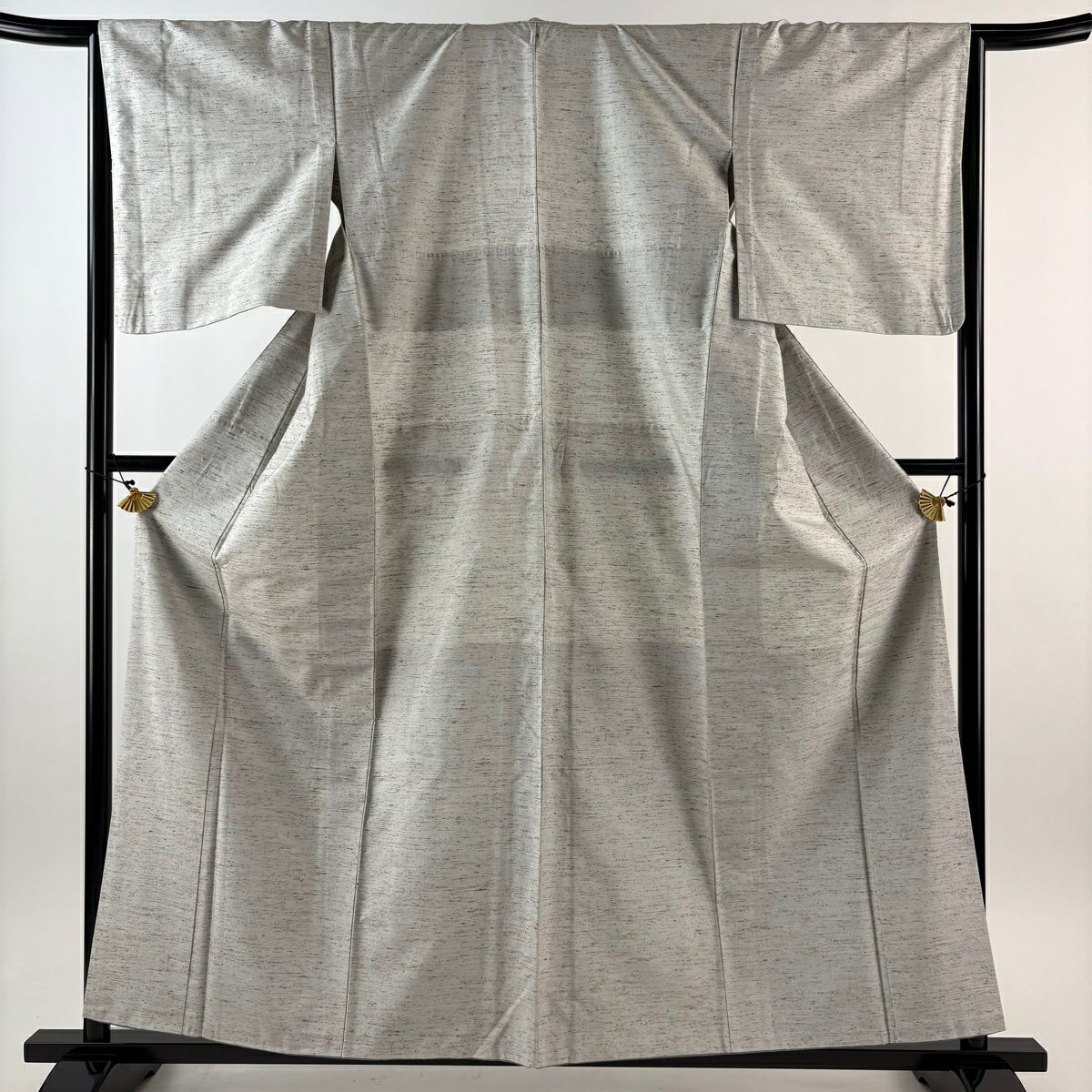 【美品】 紬織 身長158.5cm 袖長64.5cm M 雙層 背抜 灰 純蠶絲 秀品級