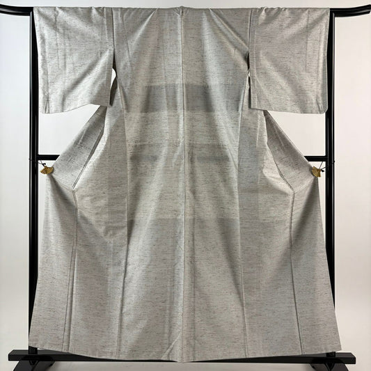 【美品】 紬織 身長158.5cm 袖長64.5cm M 雙層 背抜 灰 純蠶絲 秀品級