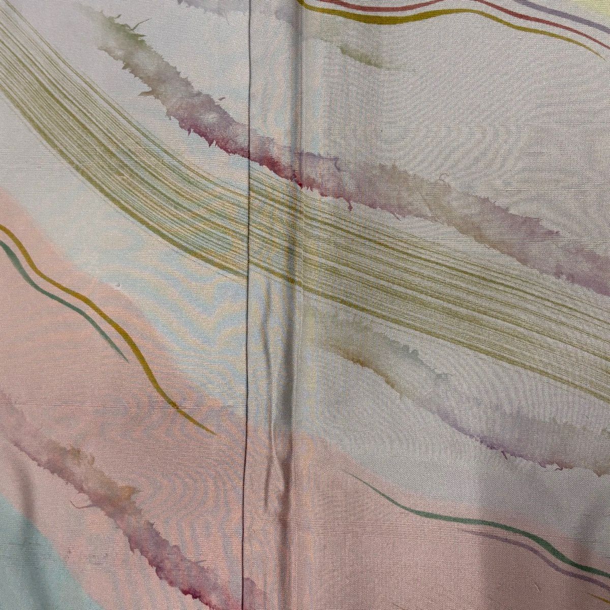 【美品】訪問服 身長155cm 袖長62cm S 雙層 紬織織 落款あり 幾何學圖案 染分 薄小豆 純蠶絲 秀品級