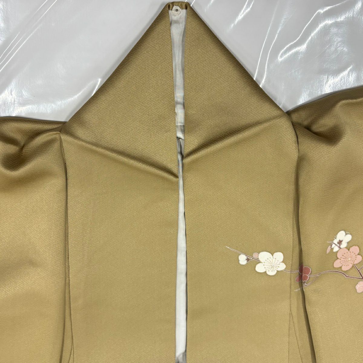 訪問服 身長157cm 袖長66.5cm M 雙層 枝梅花 菊花 金銀彩 漸層 米色 純蠶絲 優品級