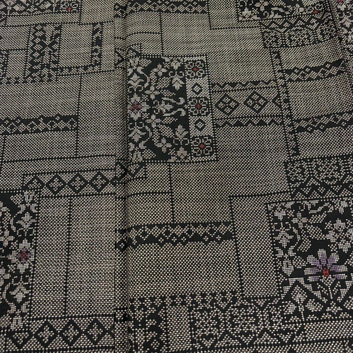 【美品】 紬織 身長158cm 袖長64.5cm M 雙層 色紙 草花紋紋 焦茶 純蠶絲 秀品級