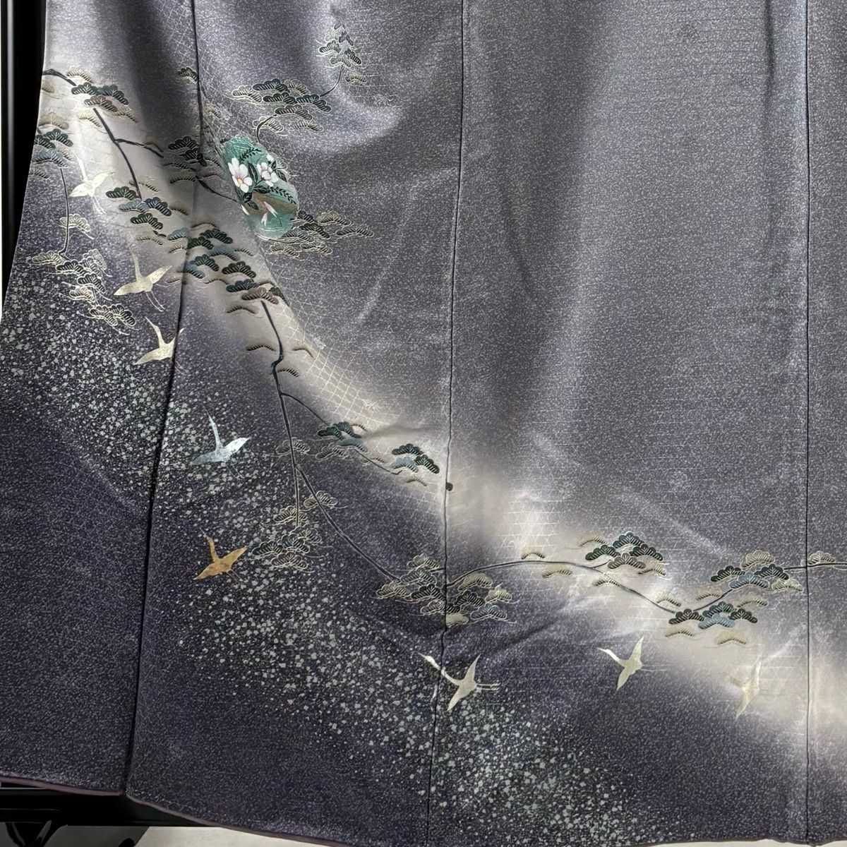 訪問服 身長159.5cm 袖長65.5cm M 雙層 雪輪 金銀彩 漸層 灰紫 純蠶絲 優品級