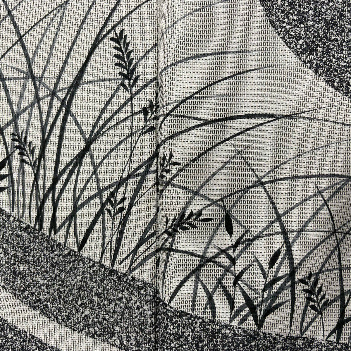 【美品】訪問服 身長157.5cm 袖長65.5cm M 雙層 紬織織 落款あり 草花紋紋 黑灰 純蠶絲 秀品級
