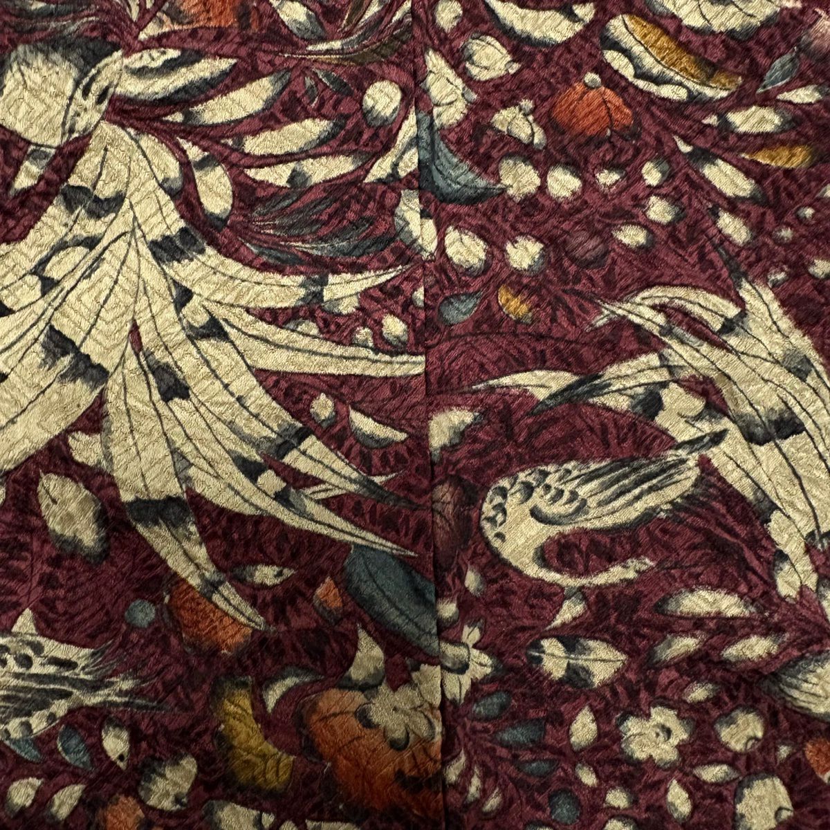 【美品】訪問服 身長157.5cm 袖長61.5cm S 雙層 辻花染圖案 鳥 紅色 純蠶絲 優品級