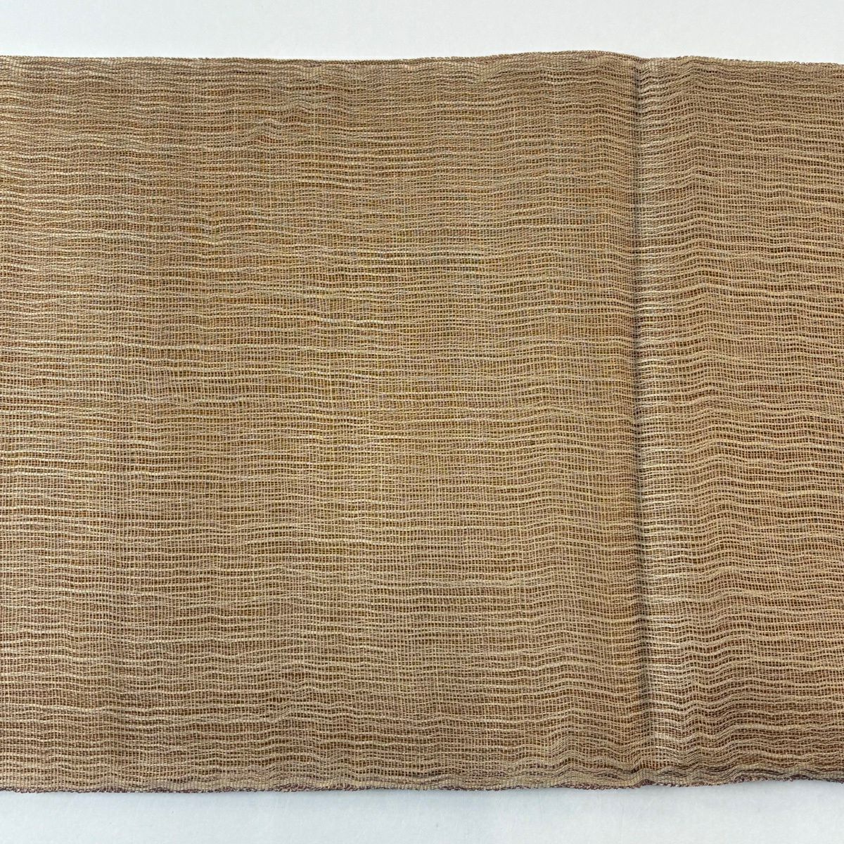 【美品】 袋帶 秀品級 夏帶 草花紋 山吹茶 純蠶絲 お太鼓柄