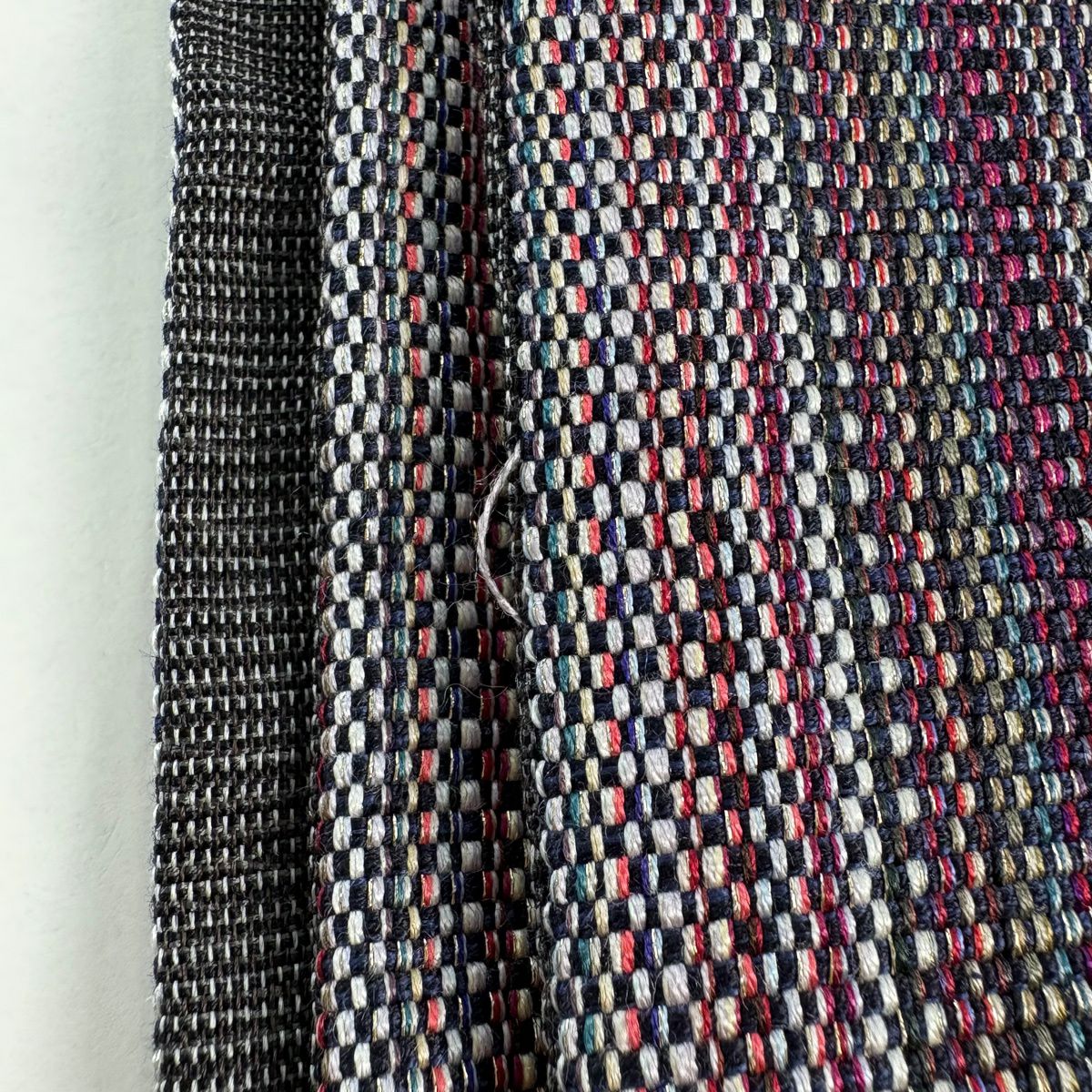 【美品】 袋帶 秀品級 縞橫段 金通 灰紫 六通 純蠶絲