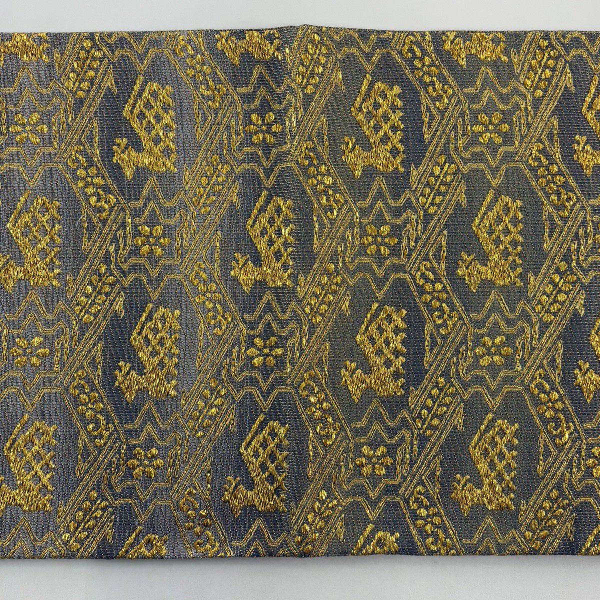 【美品】 袋帶 秀品級 有栖川文 花 金金箔 金絲 金 六通 純蠶絲