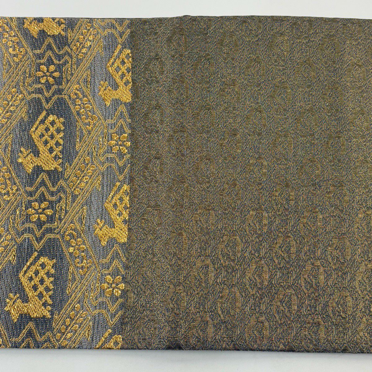 【美品】 袋帶 秀品級 有栖川文 花 金金箔 金絲 金 六通 純蠶絲