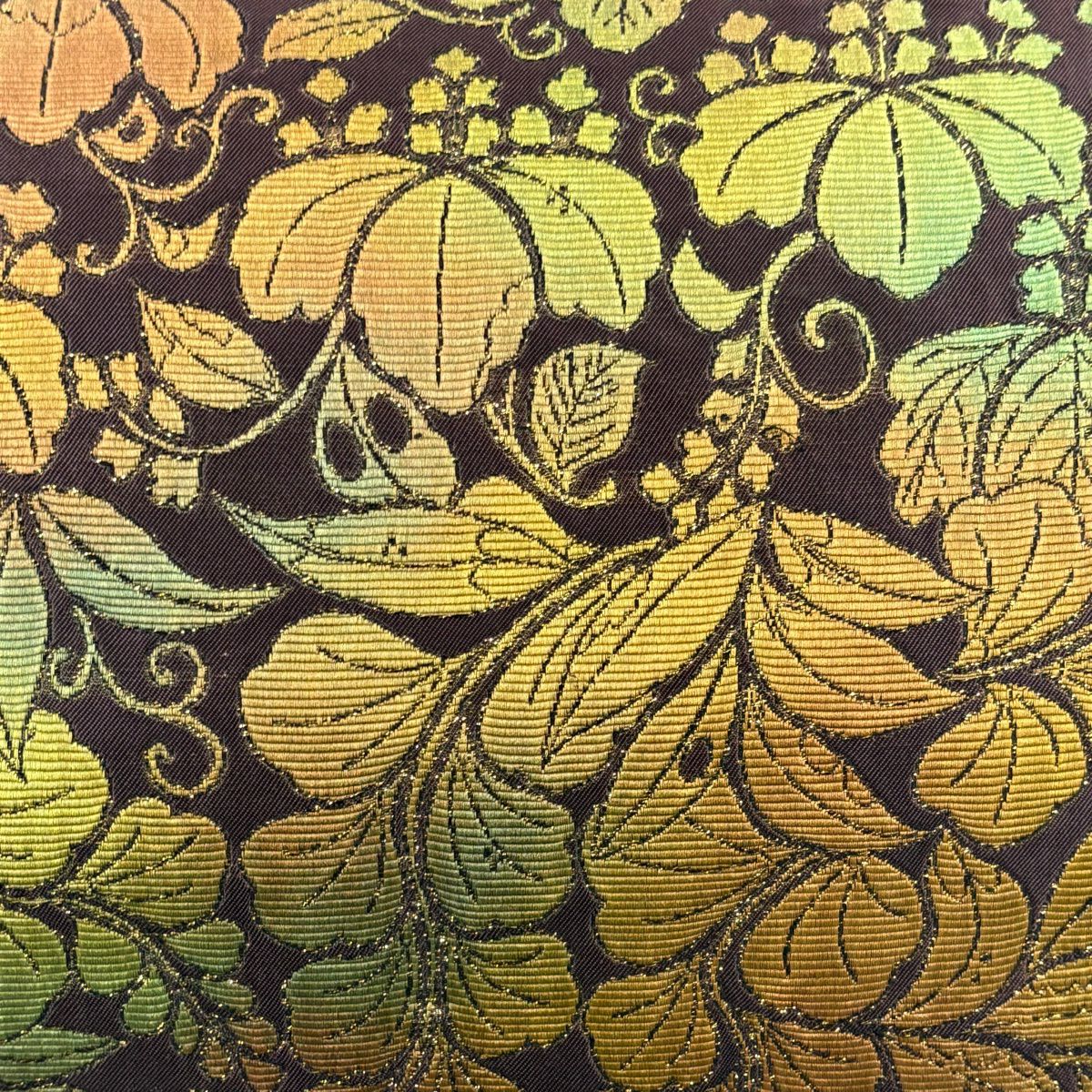 【美品】 袋帶 秀品級 優彩辻花 桐 櫻花 金金箔 茶紫 六通 純蠶絲