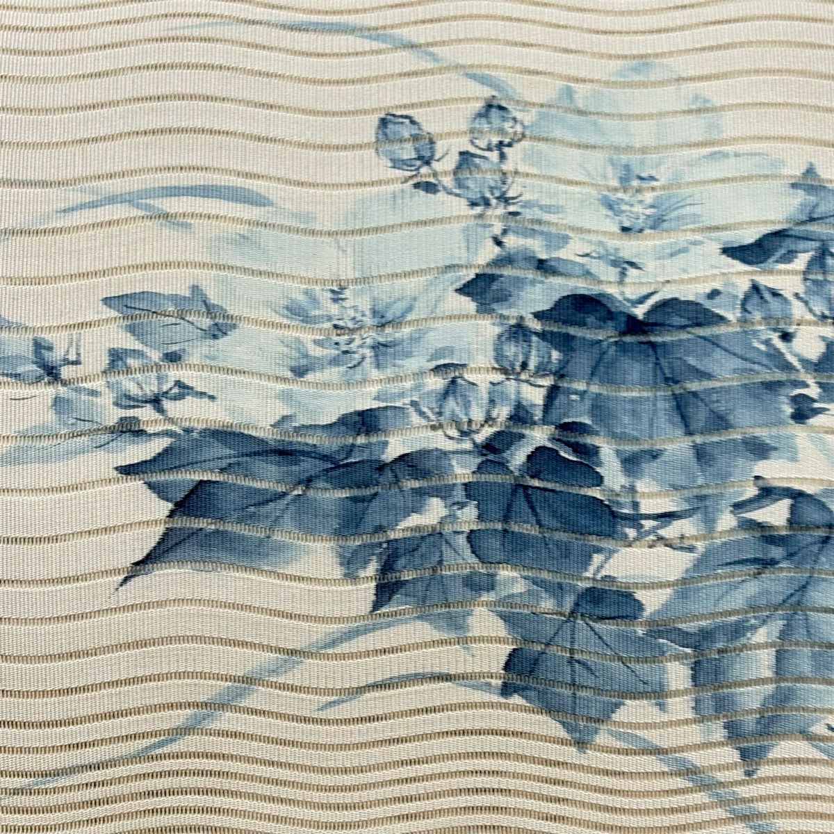 名古屋帶 秀品級 夏帶 絽 八寸名古屋帶 松樹葉仕立 枝花 奶油色 純蠶絲