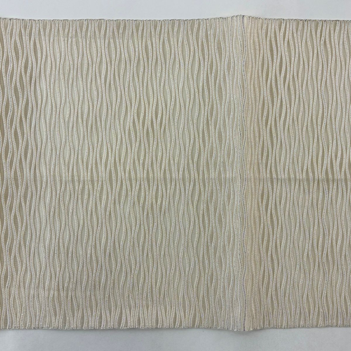 【美品】名古屋帶 秀品級 夏帶 隧道仕立 雜紋銀線 奶油色 純蠶絲