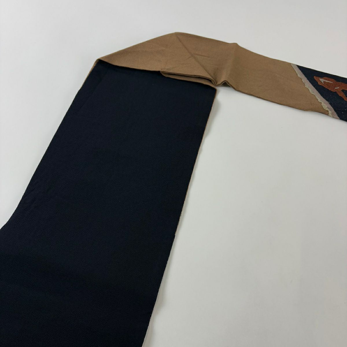 名古屋帶 秀品級 附有落款 石 庭園 縮緬 黑 純蠶絲