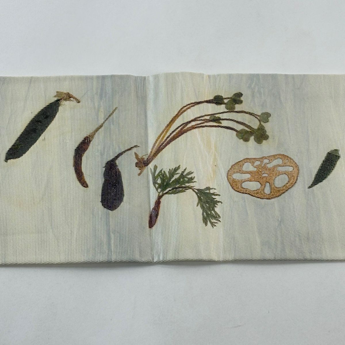 名古屋帶 秀品級 花香織 蓮根 生物 灰白 純蠶絲
