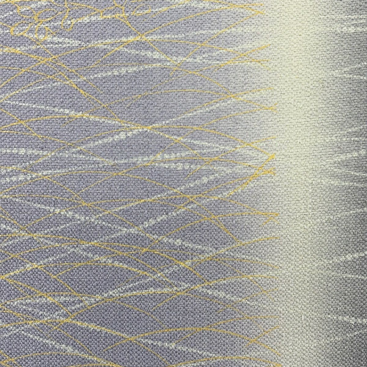 【美品】 袋帶 秀品級 幾何學圖案 芝 染分 金銀彩 淺紫 全通 純蠶絲