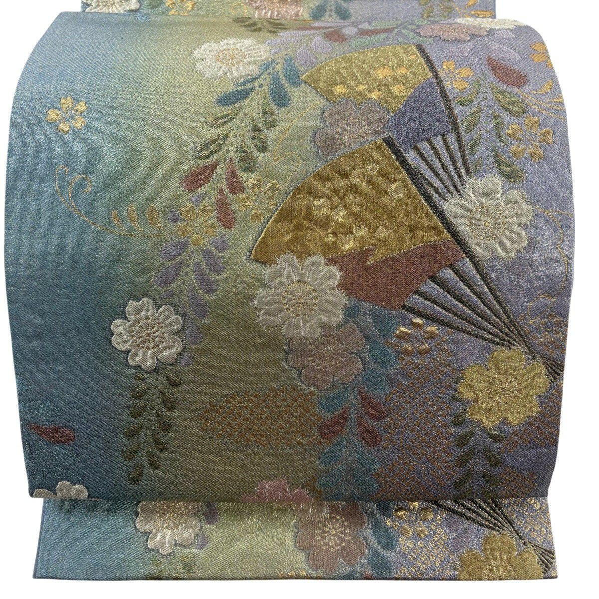 【美品】 袋帶 秀品級 櫻花 中啟 金絲 金金箔 淺紫 六通 純蠶絲