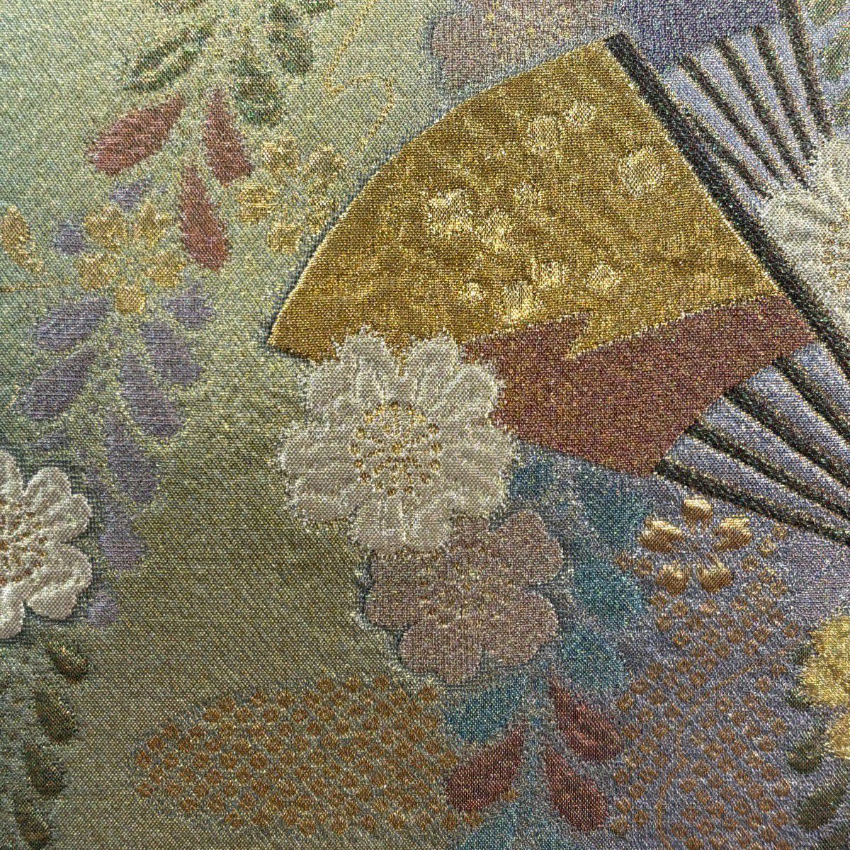 【美品】 袋帶 秀品級 櫻花 中啟 金絲 金金箔 淺紫 六通 純蠶絲