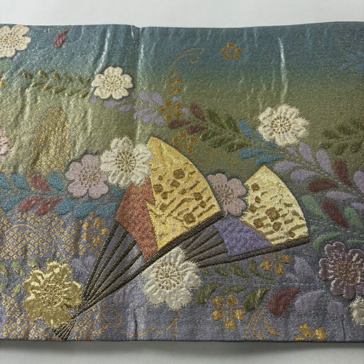 【美品】 袋帶 秀品級 櫻花 中啟 金絲 金金箔 淺紫 六通 純蠶絲