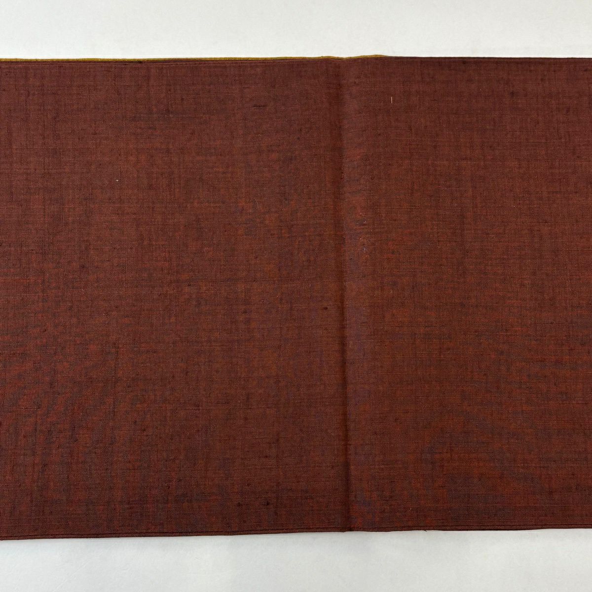 【美品】 袋帶 秀品級 紬織織地 紐 幾何學圖案 刺繡 山吹茶 金銀彩 正蠶絲