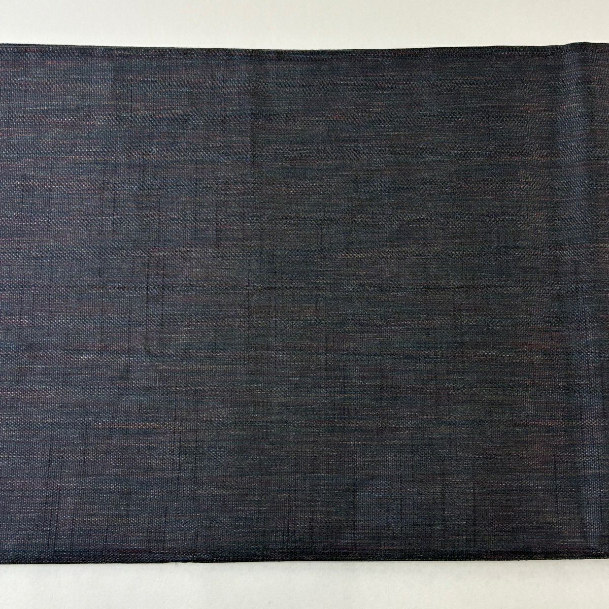 【美品】 袋帶 秀品級 縞 幾何圖案 銀線 刺繡 深藍 六通 純蠶絲