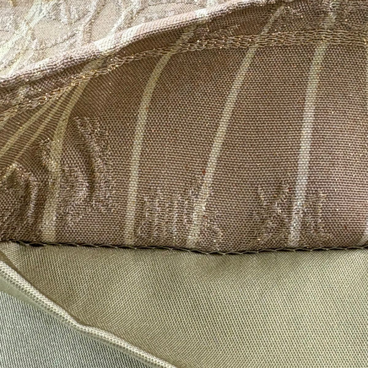 【美品】 袋帶 秀品級 落款あり 鳳翔 樹木 金銀彩 金通 薄茶 純蠶絲 お太鼓柄