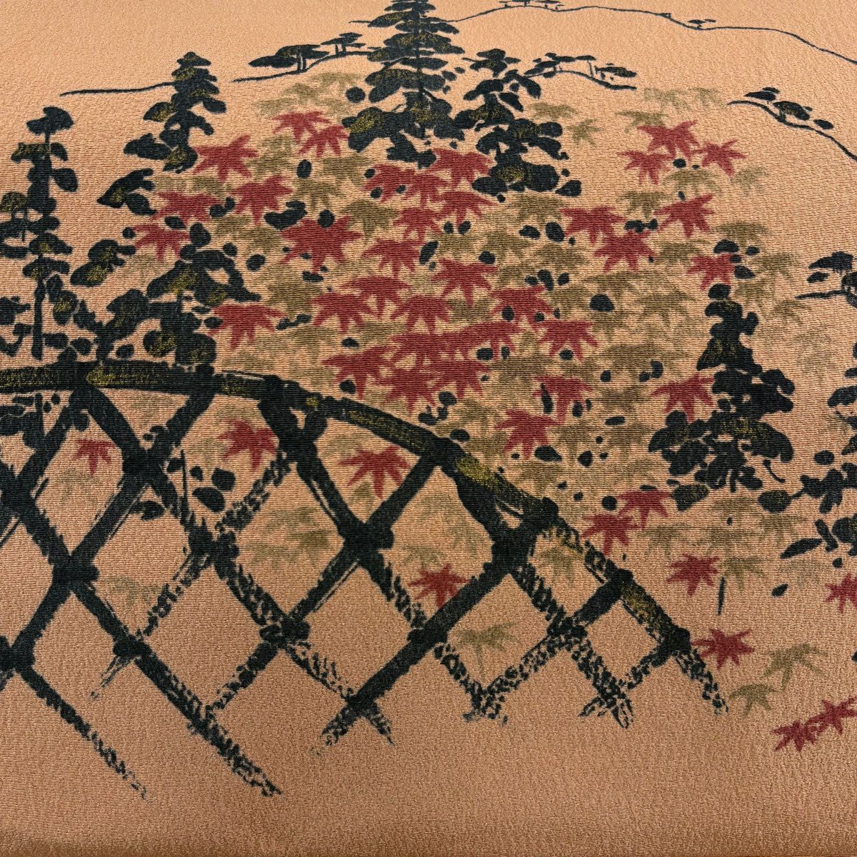名古屋帶 秀品級 落款あり 山科春宣 籬 笹 薄茶 純蠶絲