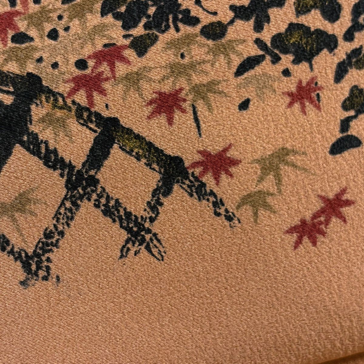 名古屋帶 秀品級 落款あり 山科春宣 籬 笹 薄茶 純蠶絲