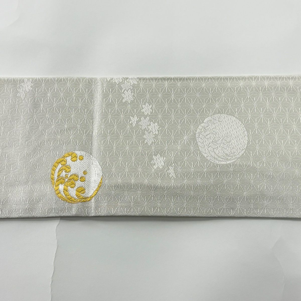 名古屋帶 秀品級 圓文 波頭 奶油色 純蠶絲