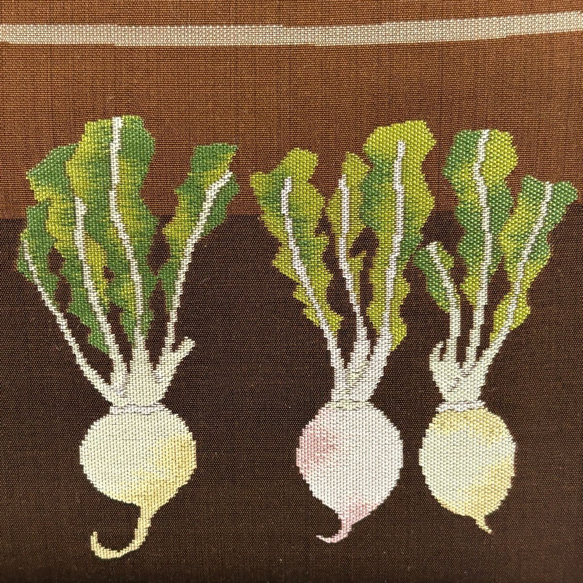 袋帶 秀品級 かぶ 菱 茶 六通 純蠶絲