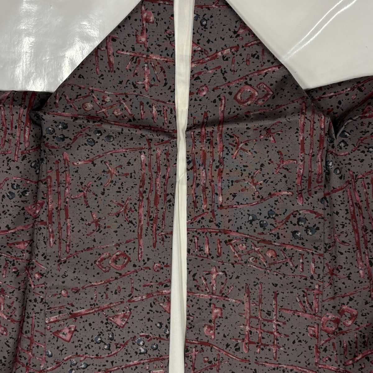 【美品】訪問服 身長152cm 袖長62cm S 雙層 紬織織 落款あり 幾何學 灰紫 純蠶絲 秀品級