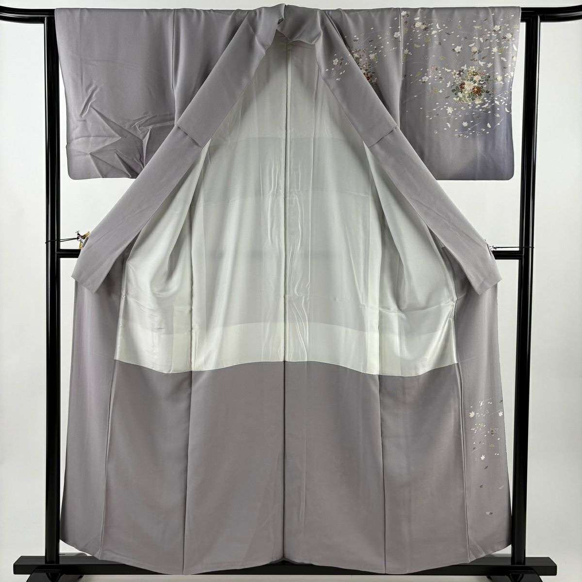 【美品】訪問服 身長157.5cm 袖長62cm S 雙層 花籠 吹寄 金絲 金銀彩 淺紫 純蠶絲 優品級