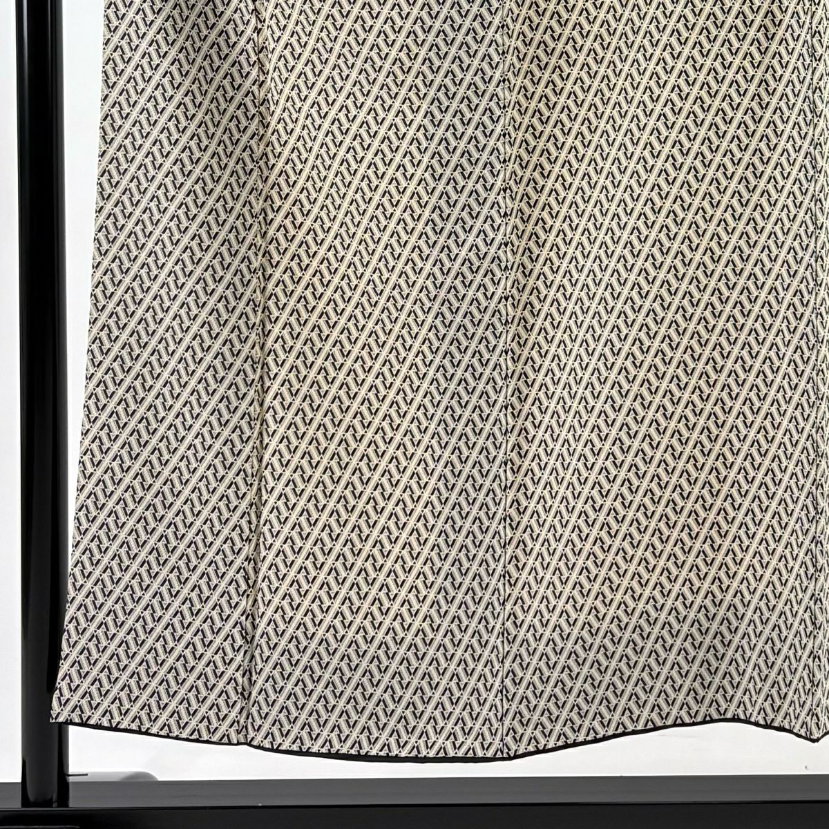 【美品】 小紋 身長152cm 袖長62cm S 雙層 幾何學 米色 純蠶絲 優品級