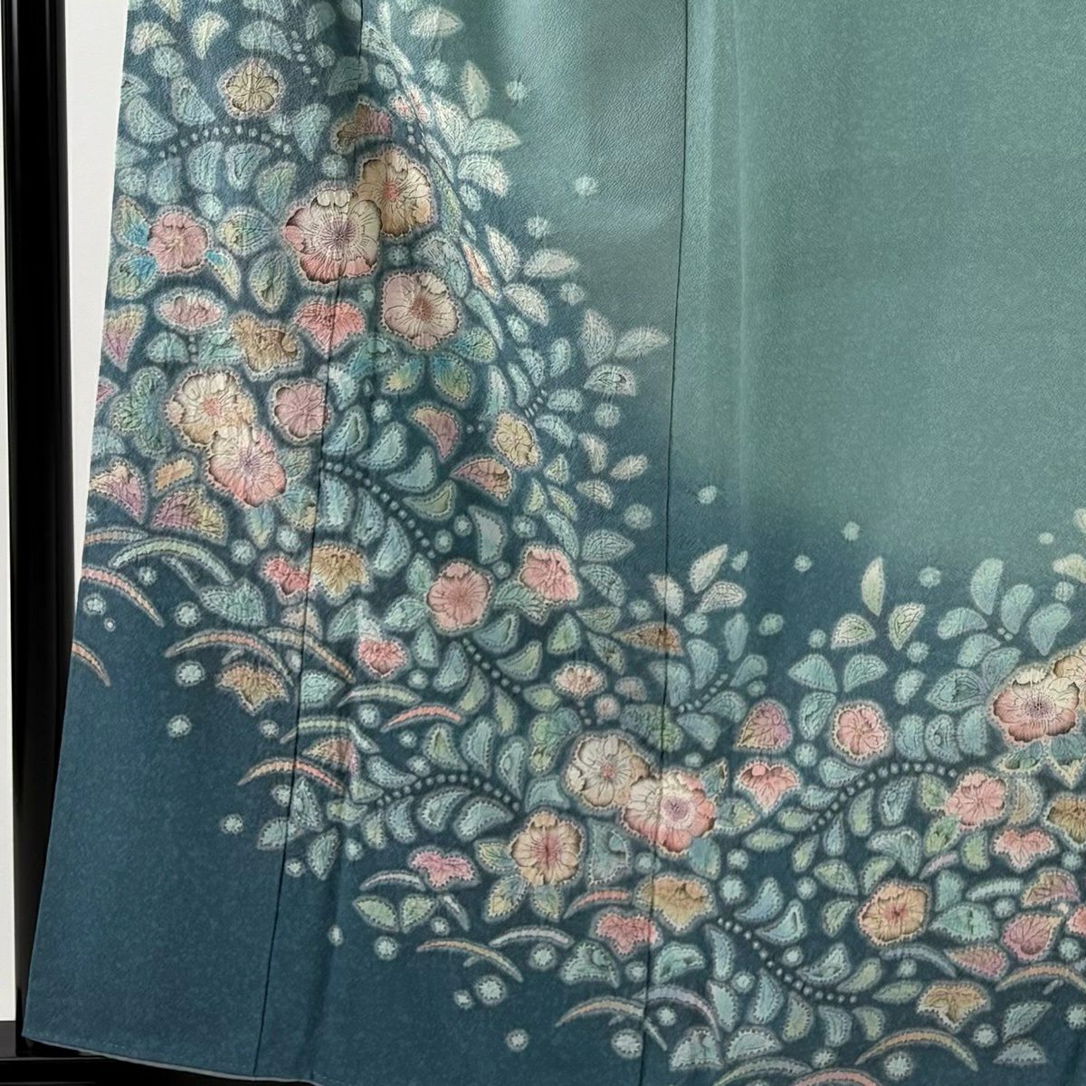 訪問服 身長160cm 袖長63cm S 雙層 辻花染 漸層 淺綠 純蠶絲 優品級