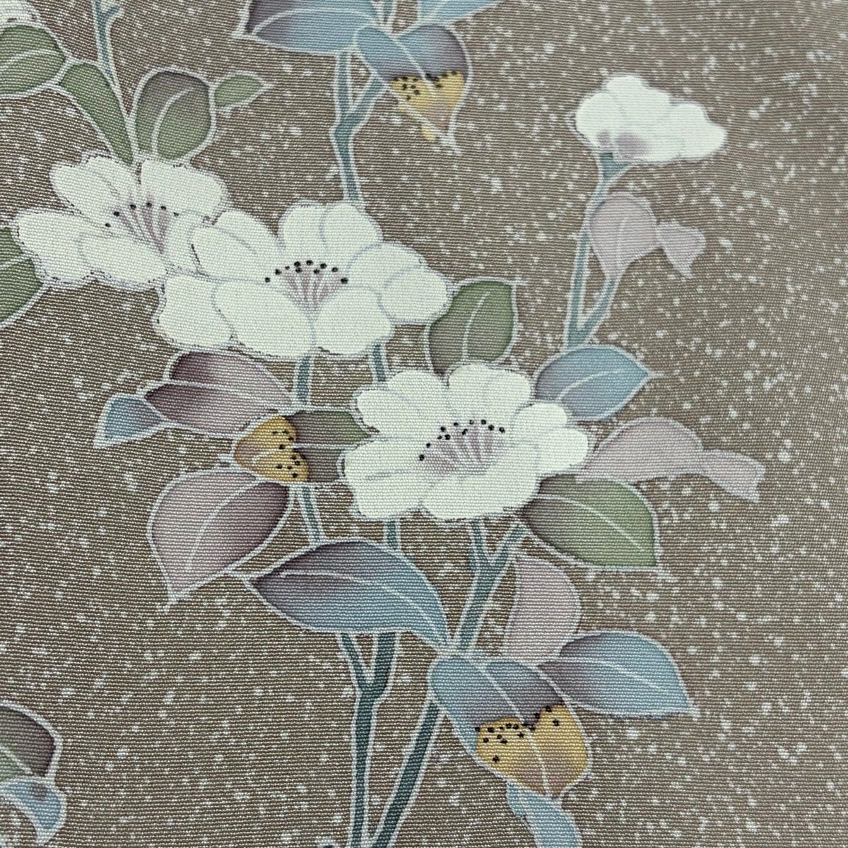 【美品】訪問服 身長152.5cm 袖長62.5cm S 雙層 落款あり 枝花 ぼかし 薄小豆 純蠶絲 秀品級