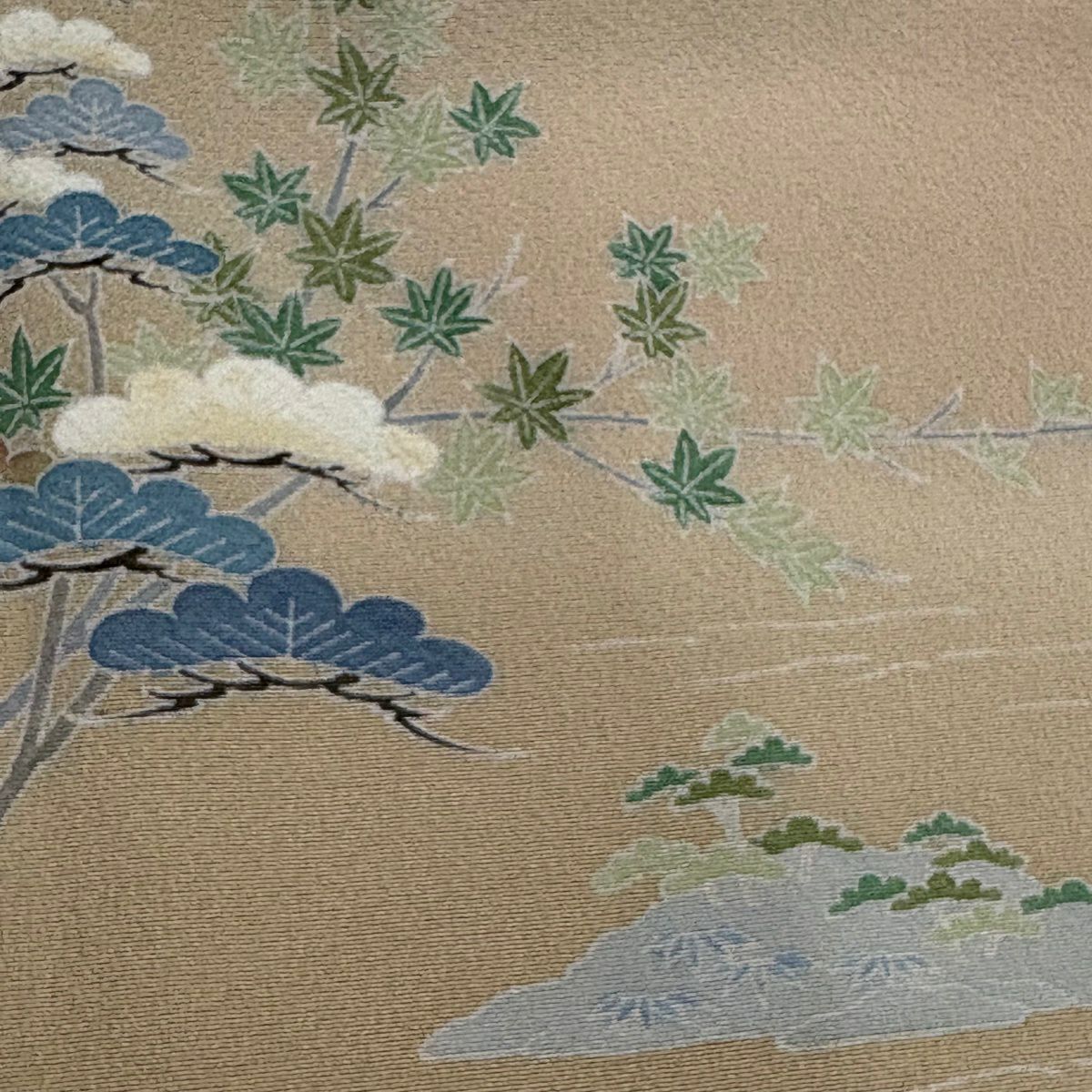 訪問服 身長158cm 袖長62.5cm S 雙層 落款有 松樹竹子梅花 橋 漸層 粉米色 純蠶絲 優品級 一個紋