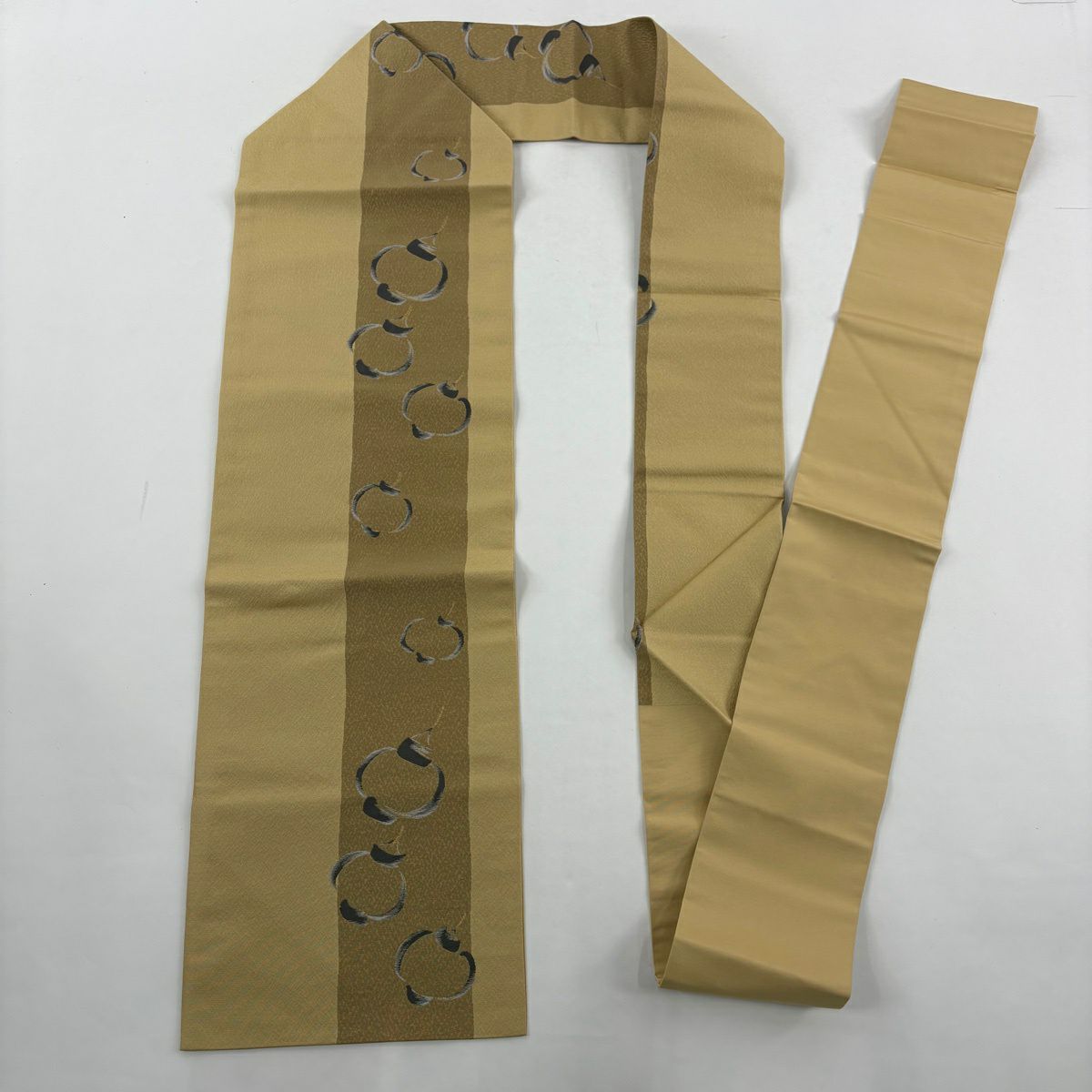 小紋 身長160.5cm 袖長66cm M 雙層 名古屋帶套組 幾何圖案 絞染 漸層 灰綠 純蠶絲 優品級