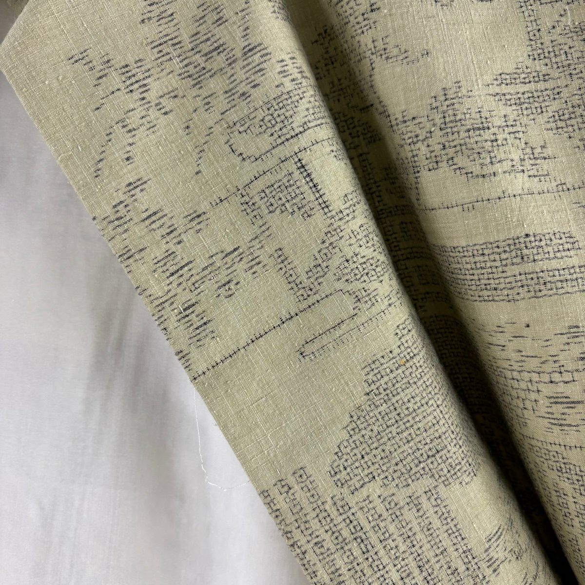 【美品】結城紬織 身長158.5cm 袖長65cm M 雙層 本場結城紬織 100龜甲 證書あり 雲文 霞 灰綠 純蠶絲 逸品級
