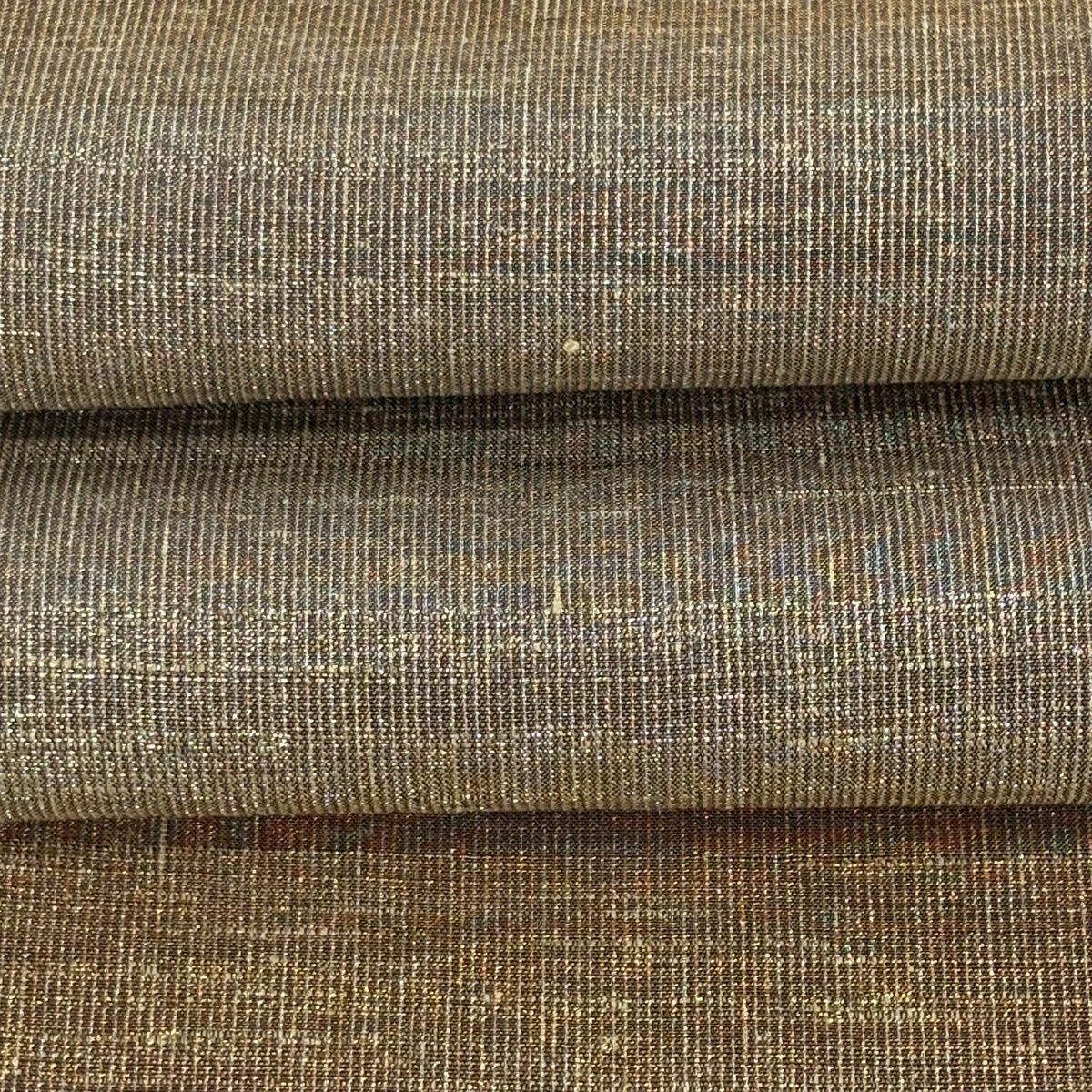 【美品】 袋帶 逸品級 桝屋高尾 有落款 段霞紋 金金箔 金色 全通 純蠶絲