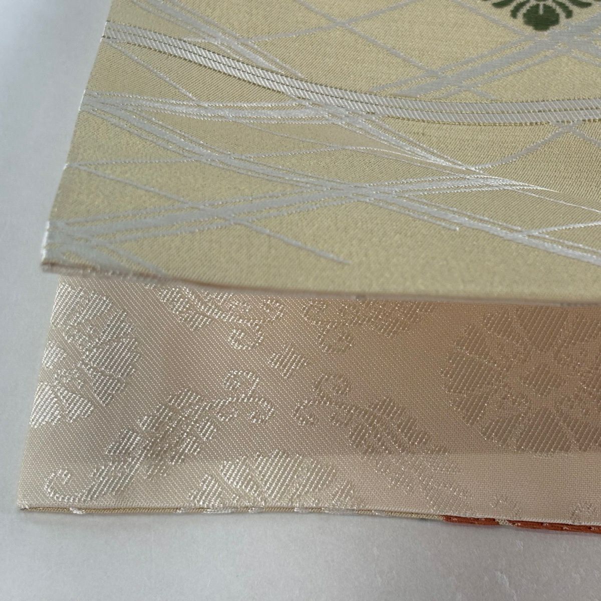 袋帶 逸品級 人間國寶 喜多川平朗 鳥 花菱 刺繡 米色 六通 純蠶絲