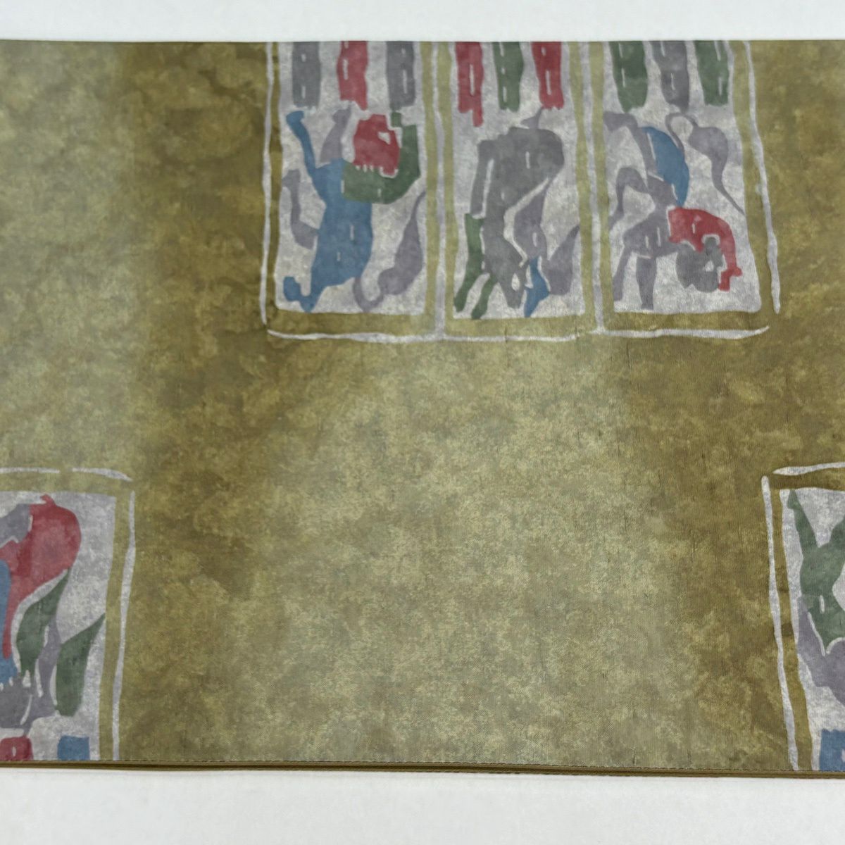 【美品】 袋帶 逸品級 證書齊全 牛首紬織織 動物 幾何學 茶綠 金銀彩 純蠶絲