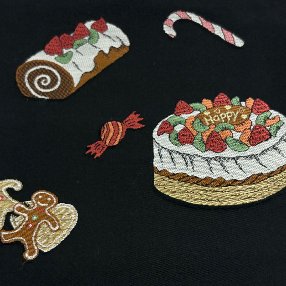 【美品】名古屋帶 逸品級 蛋糕 糖果 黑 純蠶絲