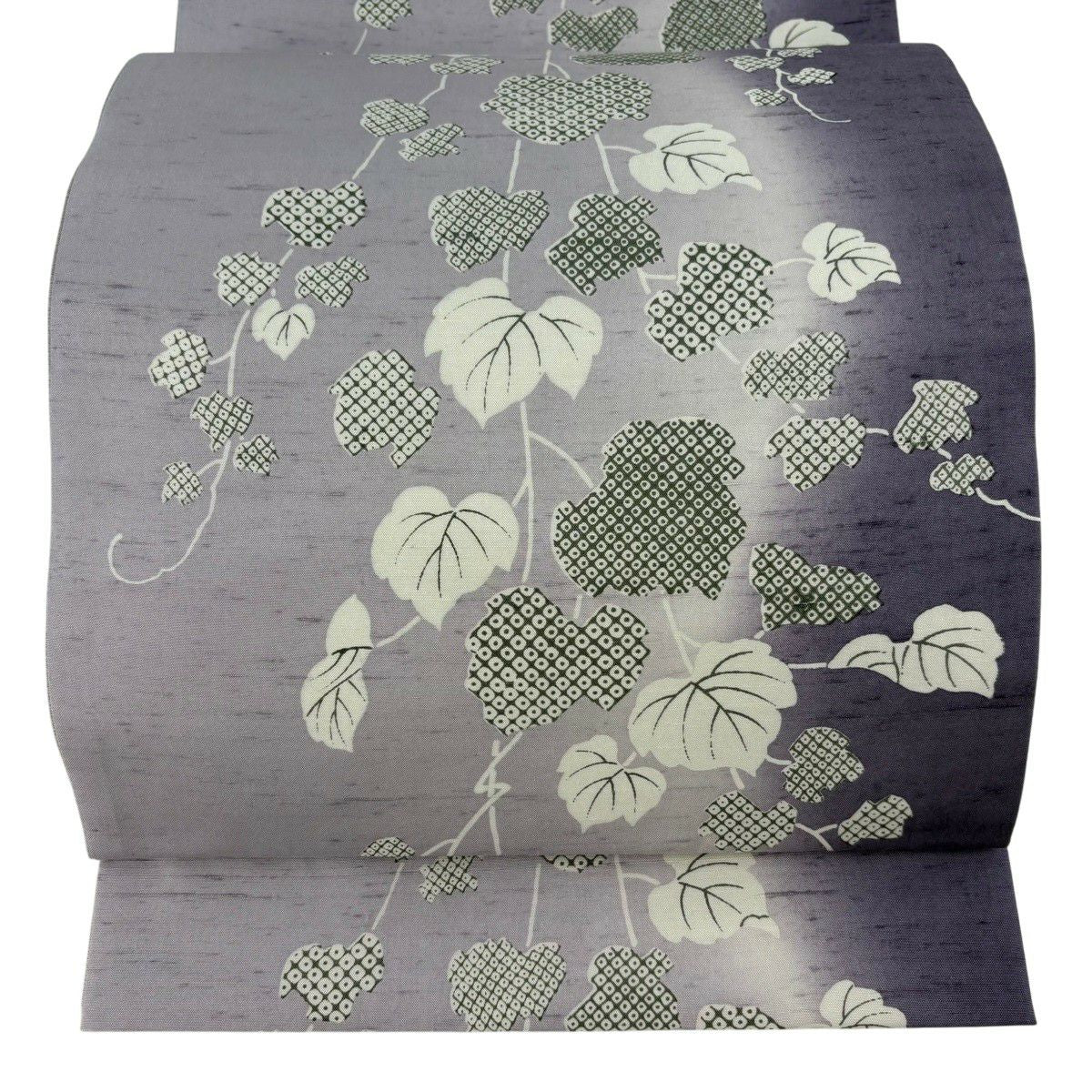 【美品】 袋帶 逸品級 落款あり 証紙あり 牛首紬織織 蔦 紫 全通 純蠶絲