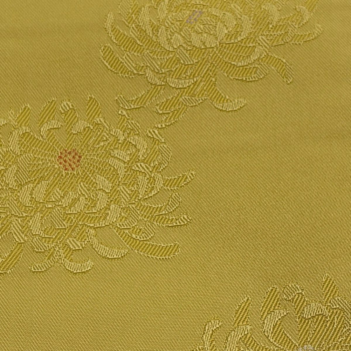 【美品】半幅帶 優品級 kumikyoku 菊花 芥末色 化纖