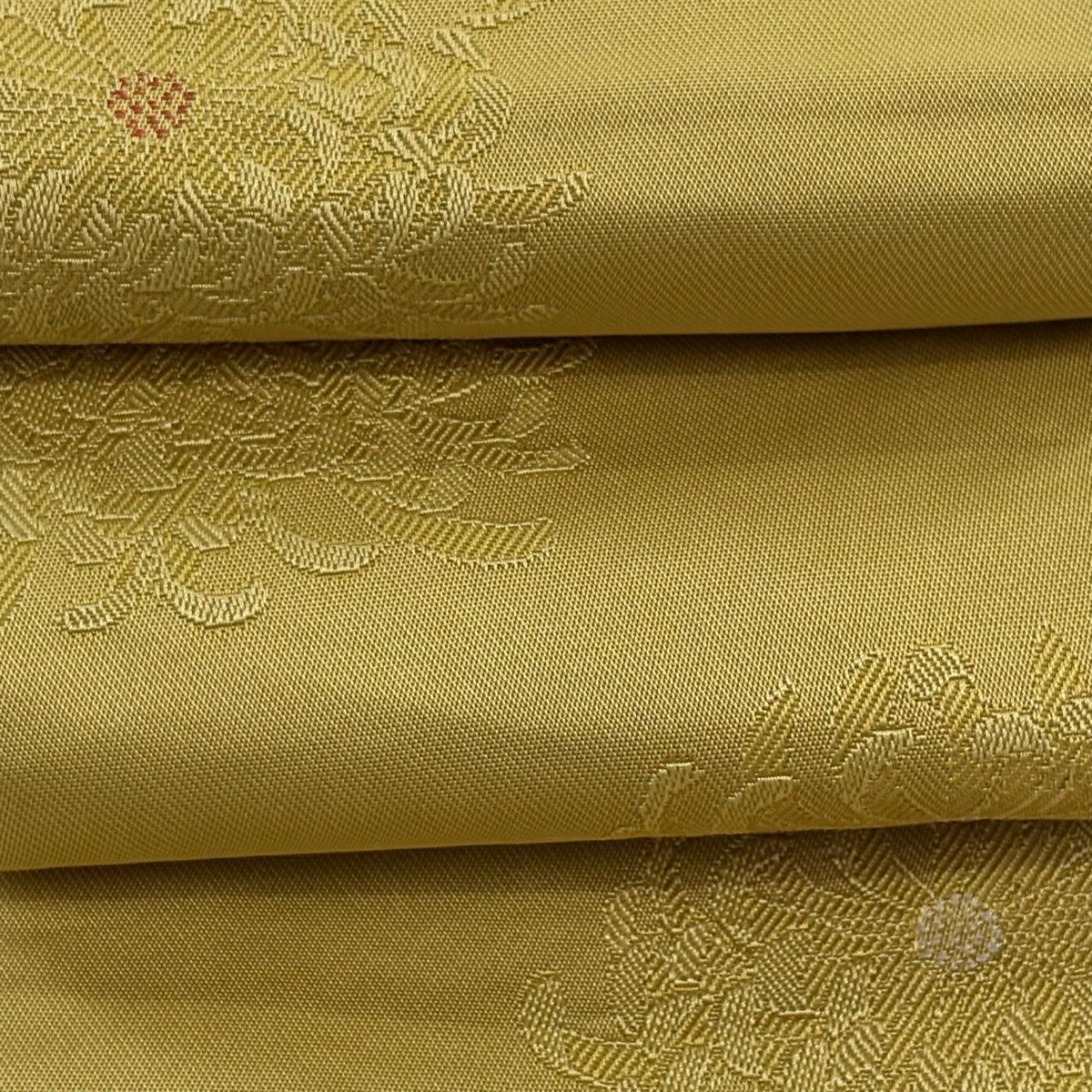 【美品】半幅帶 優品級 kumikyoku 菊花 芥末色 化纖