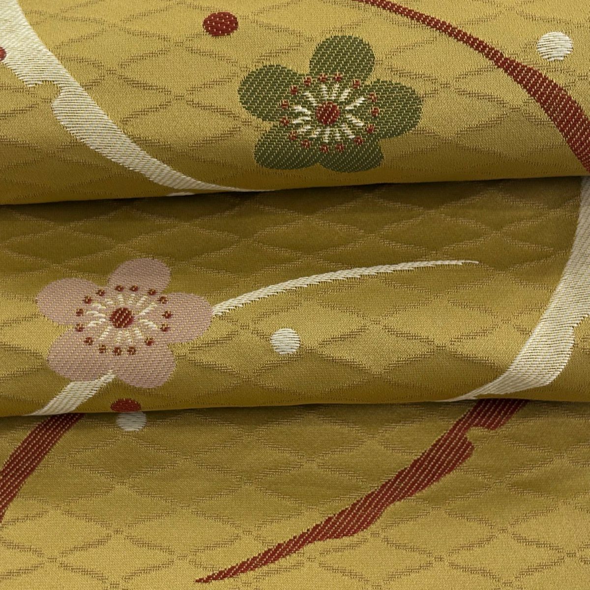 半幅帶 優品級 梅花 雪芝 黃土 素材：化纖
