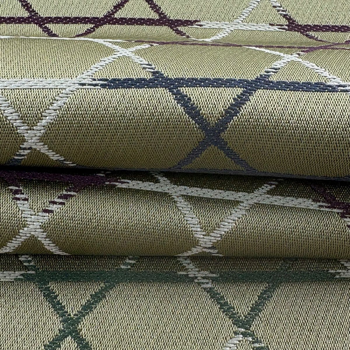 【美品】半幅帶 優品級 大和 籠目 灰綠 化纖