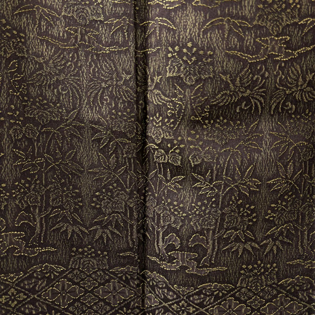 【美品】訪問服 身長170.5cm 袖長70cm L 雙層 龜甲 蘆竹子 焦茶 純蠶絲 逸品級
