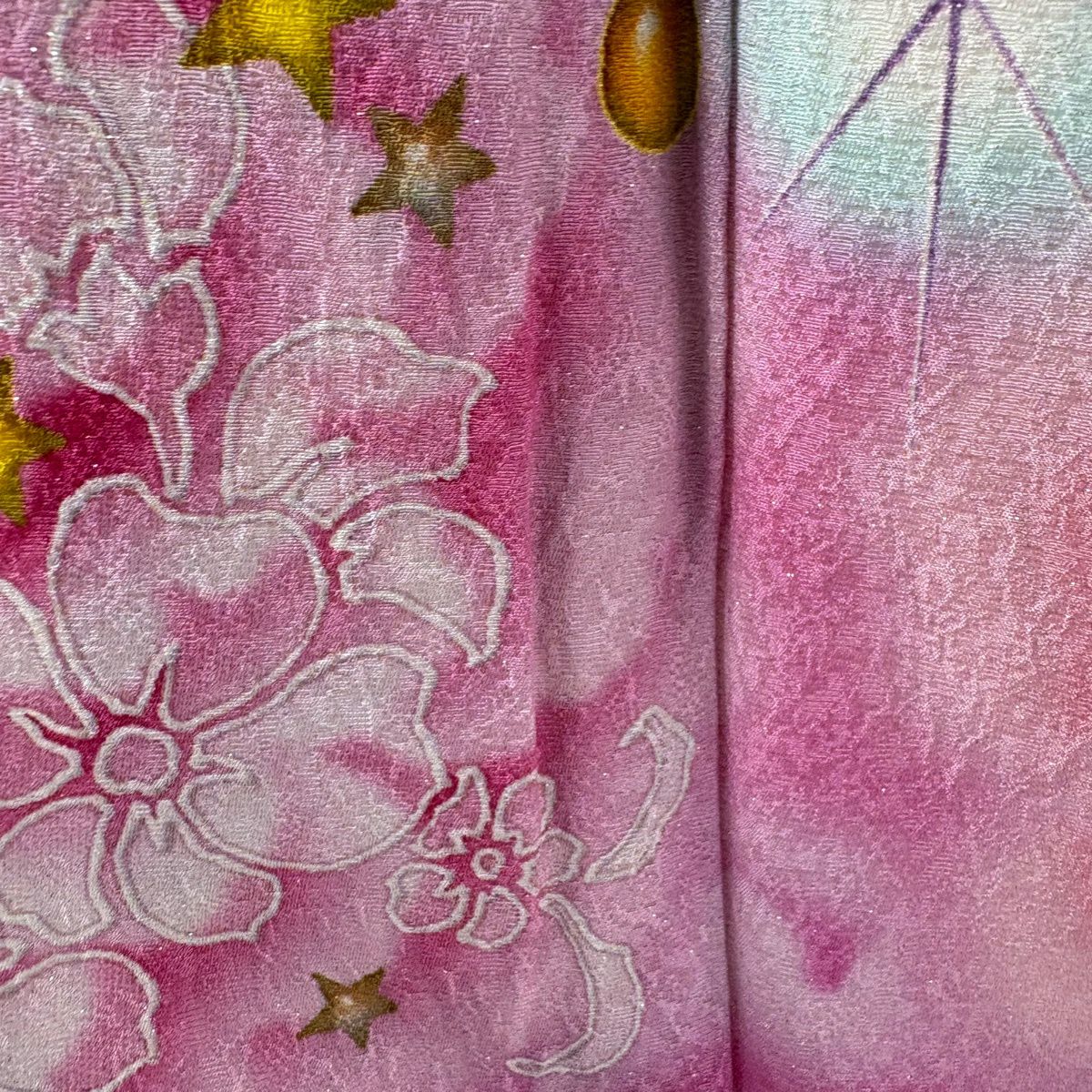 【美品】振袖禮服 身長167cm 袖長69cm L 雙層 落款あり 薔薇 配飾 銀通し 金金箔 奶油色 純蠶絲 逸品級