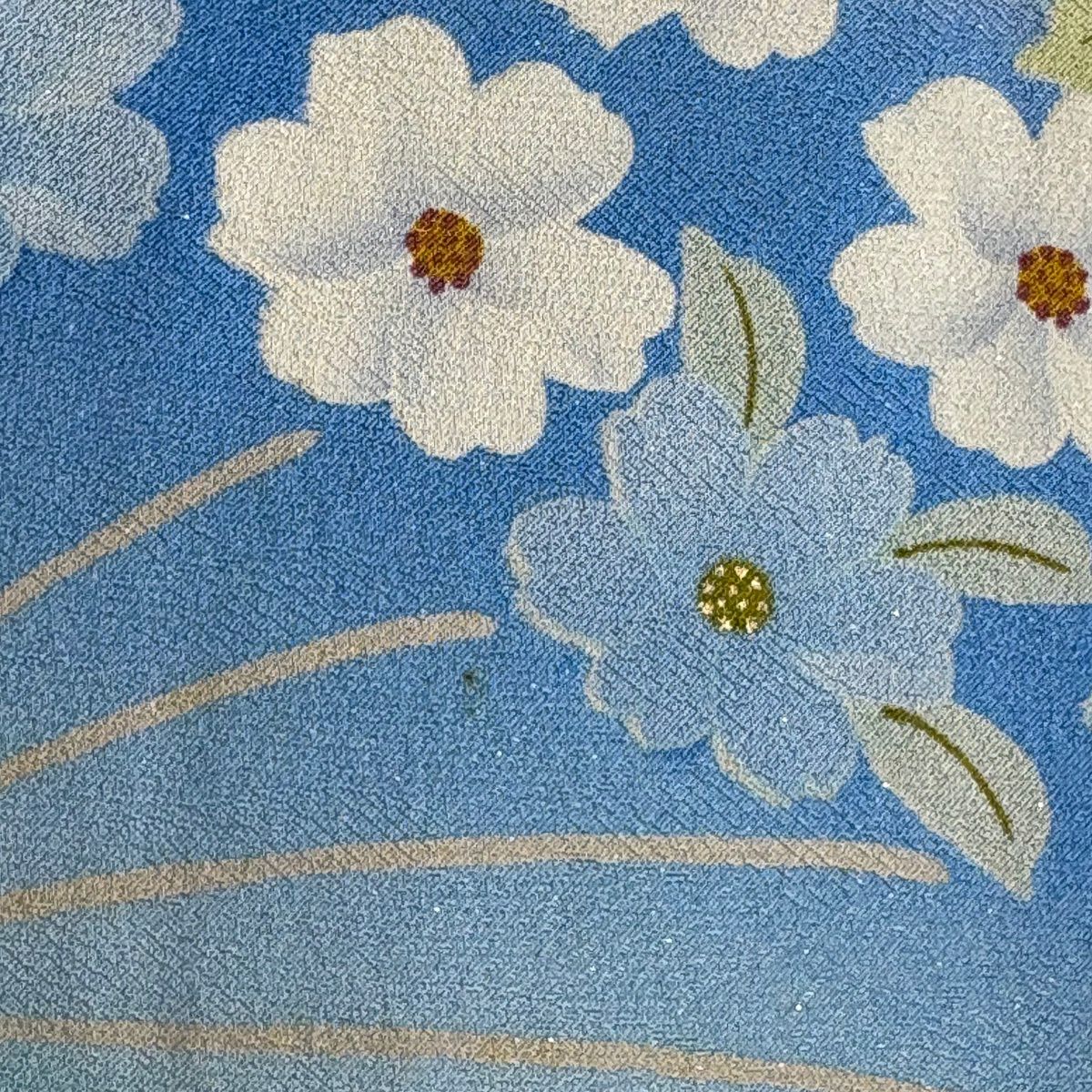 振袖禮服 身長163.5cm 袖長66.5cm M 雙層 薔薇 蝶 金銀彩 刺繡 青 純蠶絲 逸品級