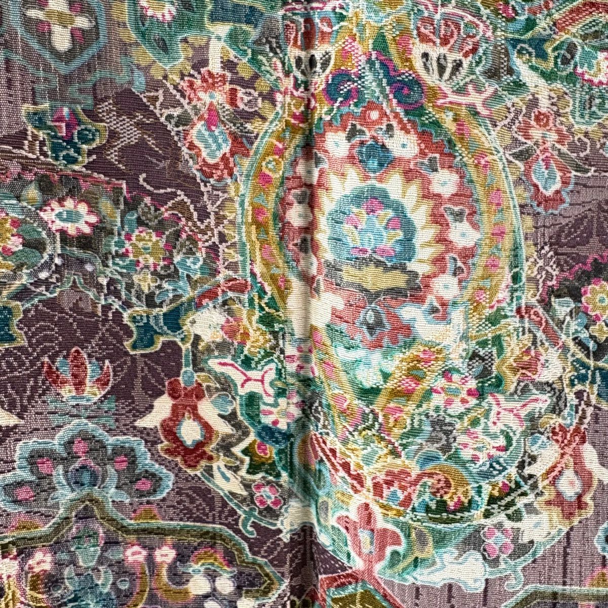 【美品】訪問服 身長158cm 袖長64.5cm M 雙層 前田仁仙 落款あり 華紋 向鳥 紫 純蠶絲 逸品級